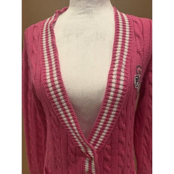 VS Y2K Varsity Sweater Bright Pink Preppy Barbiecore Academia Nerdy Size L - Picture 5 of 11